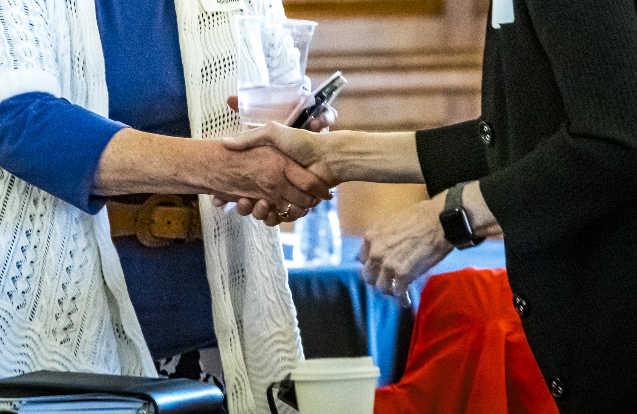 women shaking hands