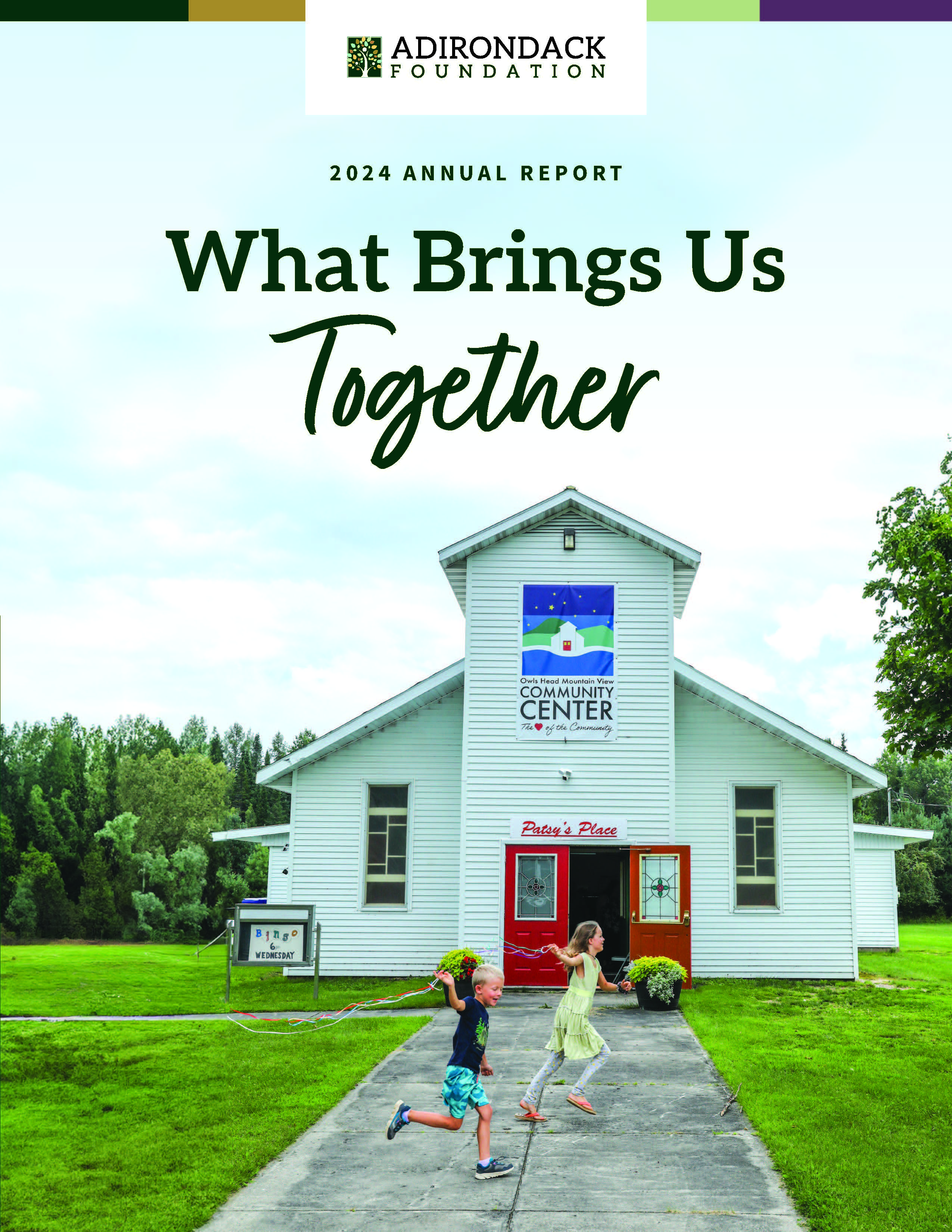 Annual report cover showing Owls Head Community Center