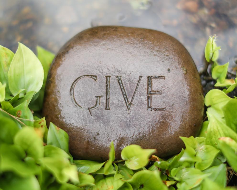 Rock engraved with the word give